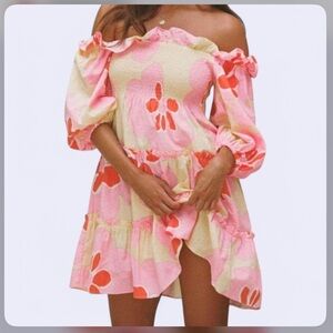 Sabo Skirt Floral Off Shoulder Dress